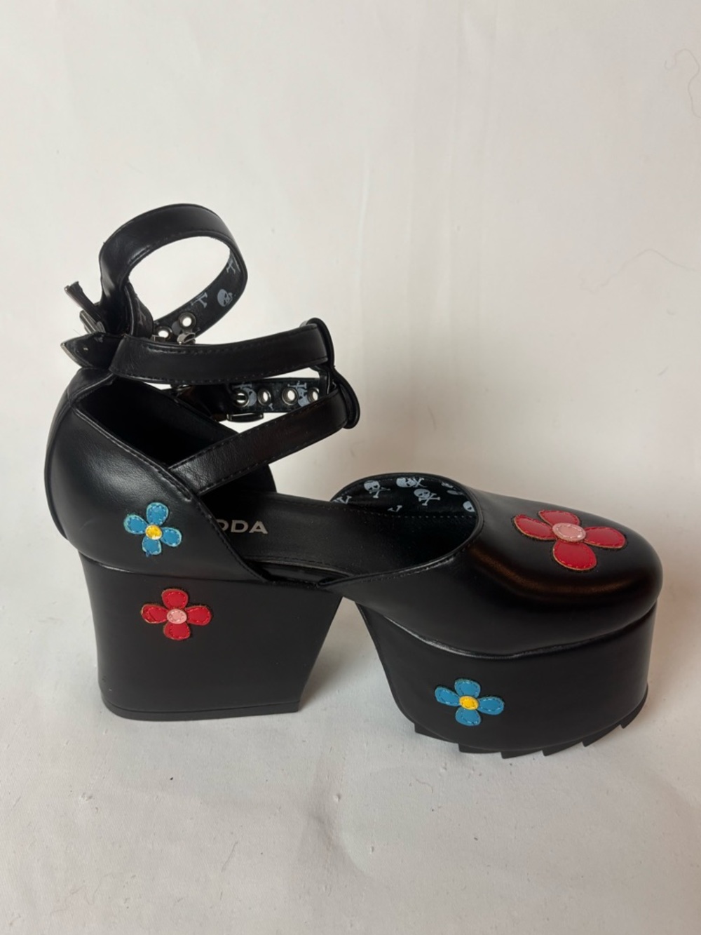 NWOT Lamoda Dark Fantasy Chunky Heel Platform Black Floral Size UK 3 US 5 Grunge